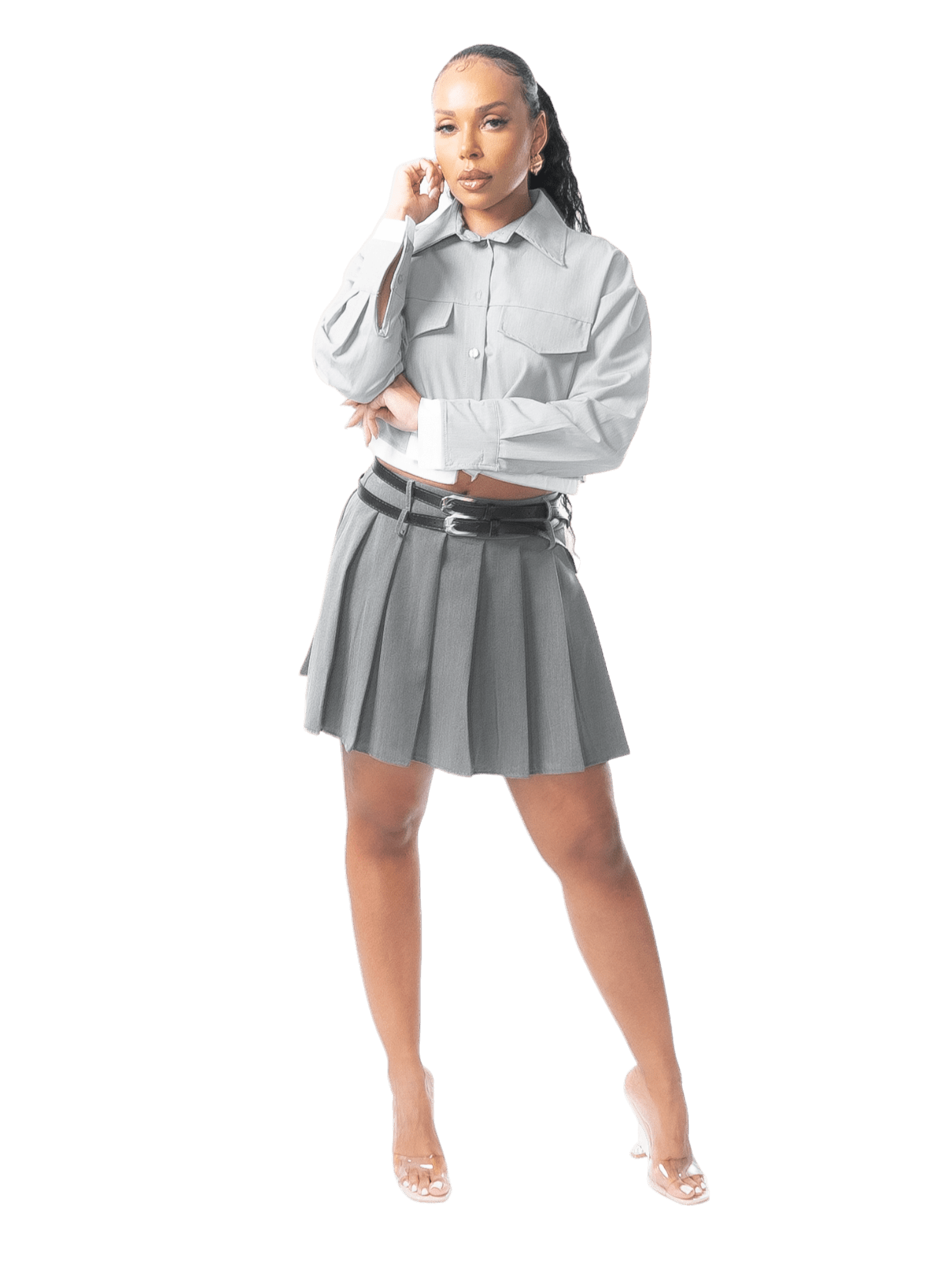 Cropped Utility Button - Up Shirt - GRLS CLUB