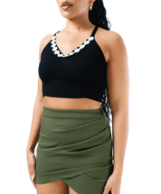 Daisy Trim Ribbed Crop Top - GRLS CLUB