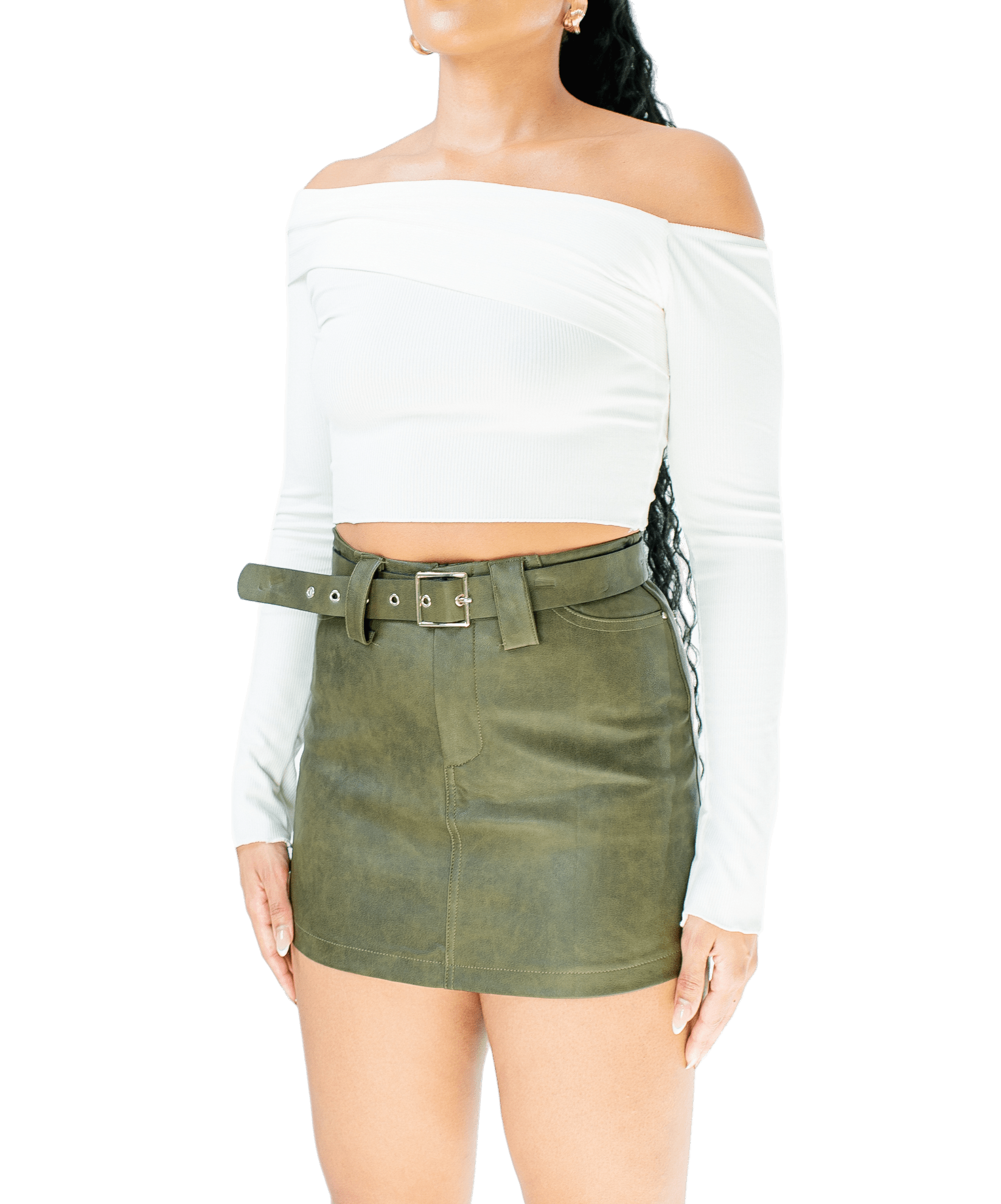 Distressed Belted Leather Skort - GRLS CLUB