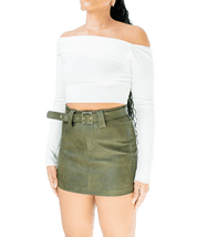 Distressed Belted Leather Skort - GRLS CLUB