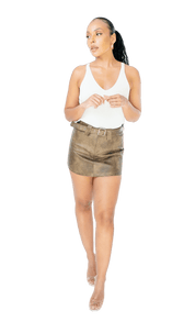 Distressed Belted Leather Skort - GRLS CLUB