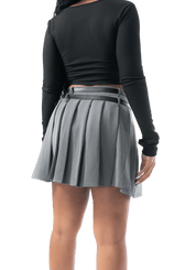 Double - Buckle Pleated Skirt - GRLS CLUB