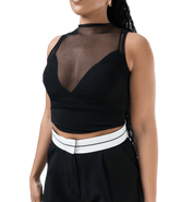 Mesh Panel High Neck Crop Top - GRLS CLUB