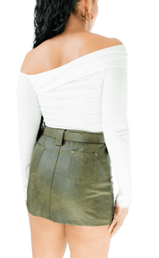 Off - Shoulder Ribbed Crop Top - GRLS CLUB