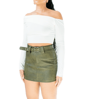 Off - Shoulder Ribbed Crop Top - GRLS CLUB