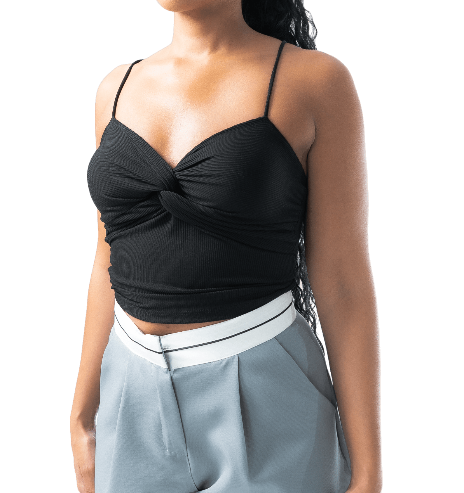 Ribbed Front - Twist Padded Crop Top - GRLS CLUB