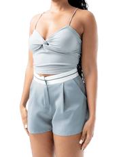 Ribbed Front - Twist Padded Crop Top - GRLS CLUB