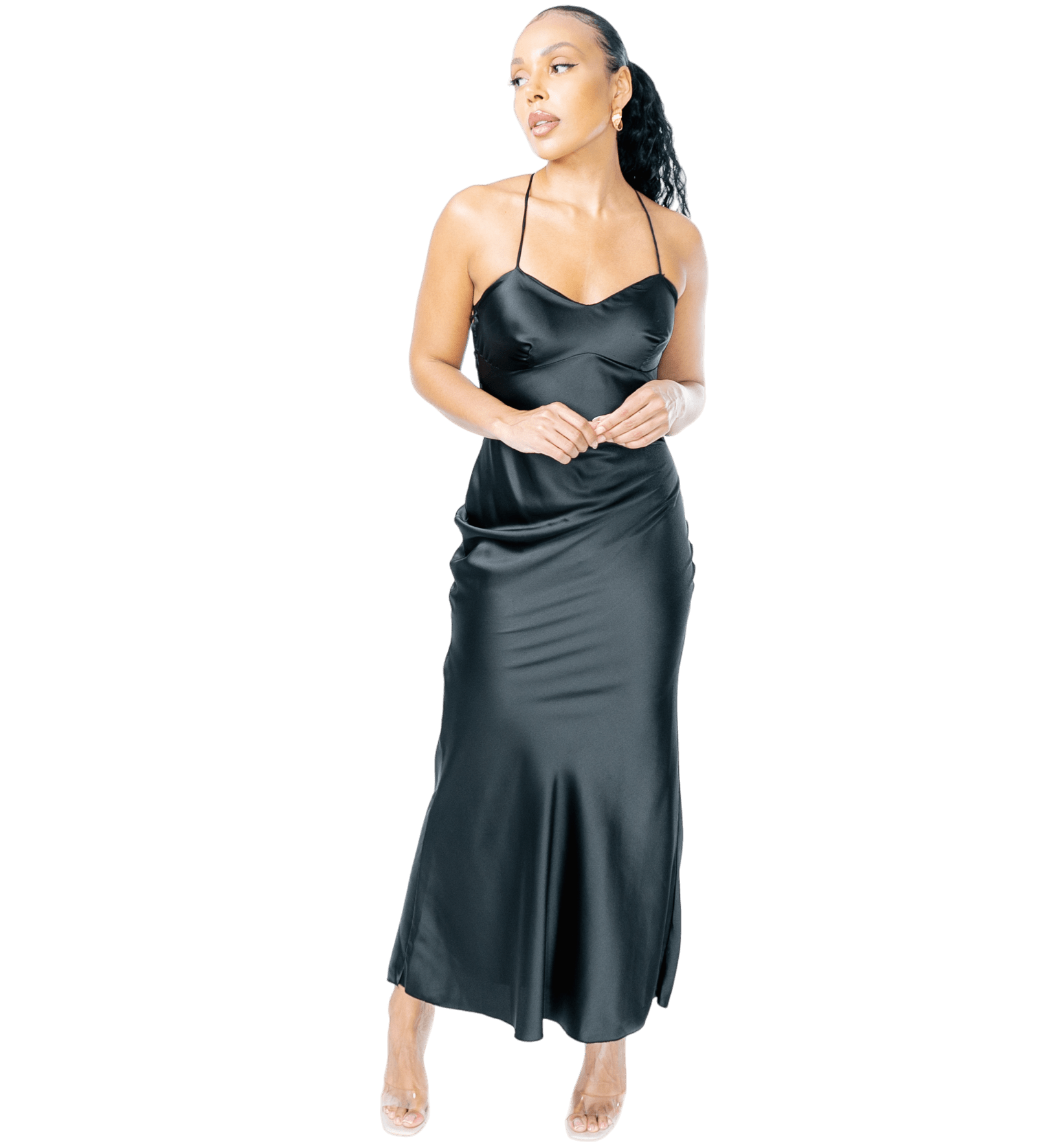 Satin Strappy Back Maxi Dress - GRLS CLUB