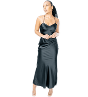 Satin Strappy Back Maxi Dress - GRLS CLUB