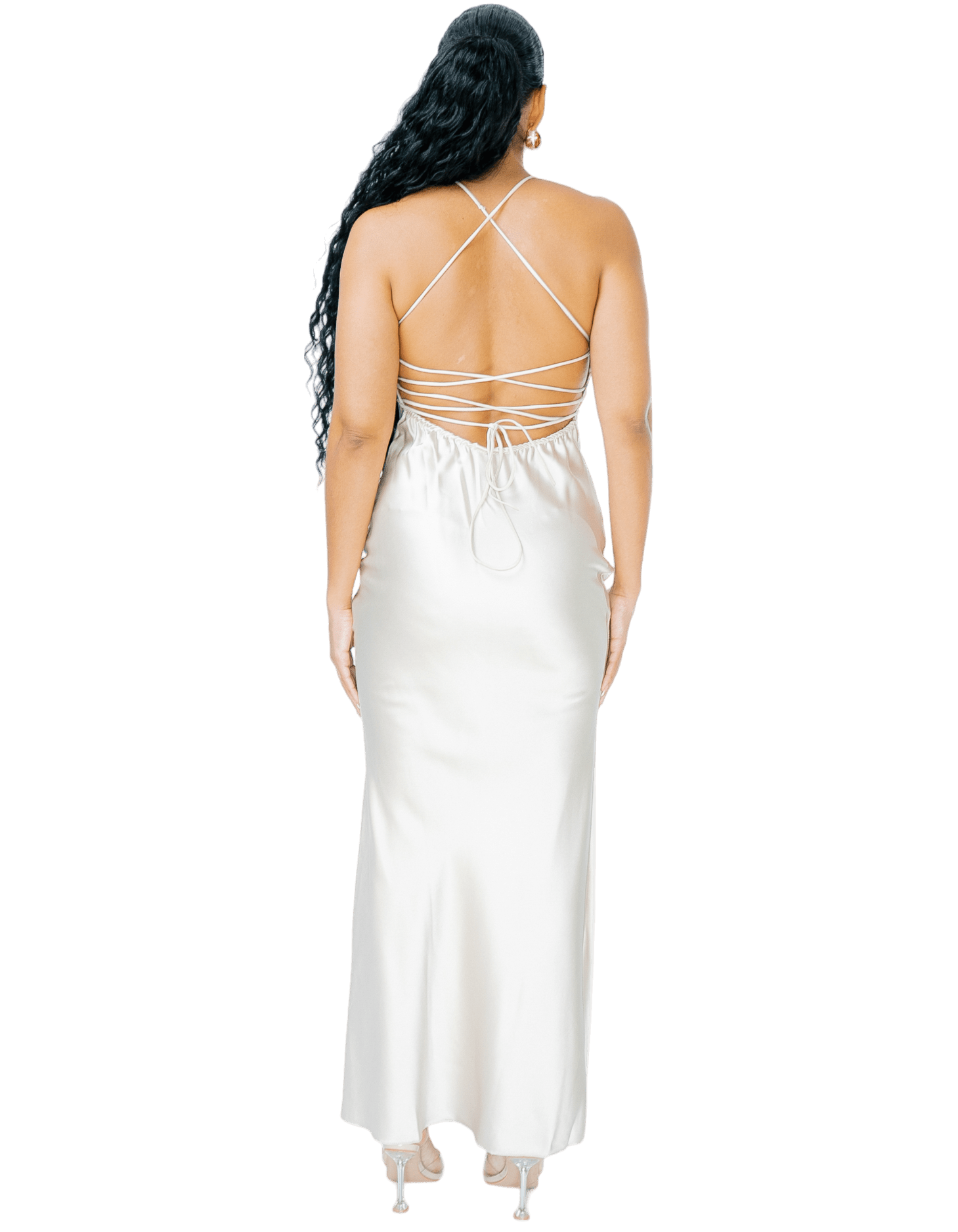 Satin Strappy Back Maxi Dress - GRLS CLUB