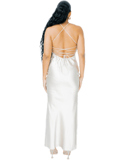 Satin Strappy Back Maxi Dress - GRLS CLUB