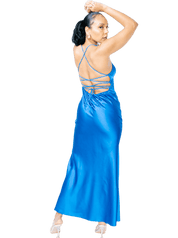 Satin Strappy Back Maxi Dress - GRLS CLUB