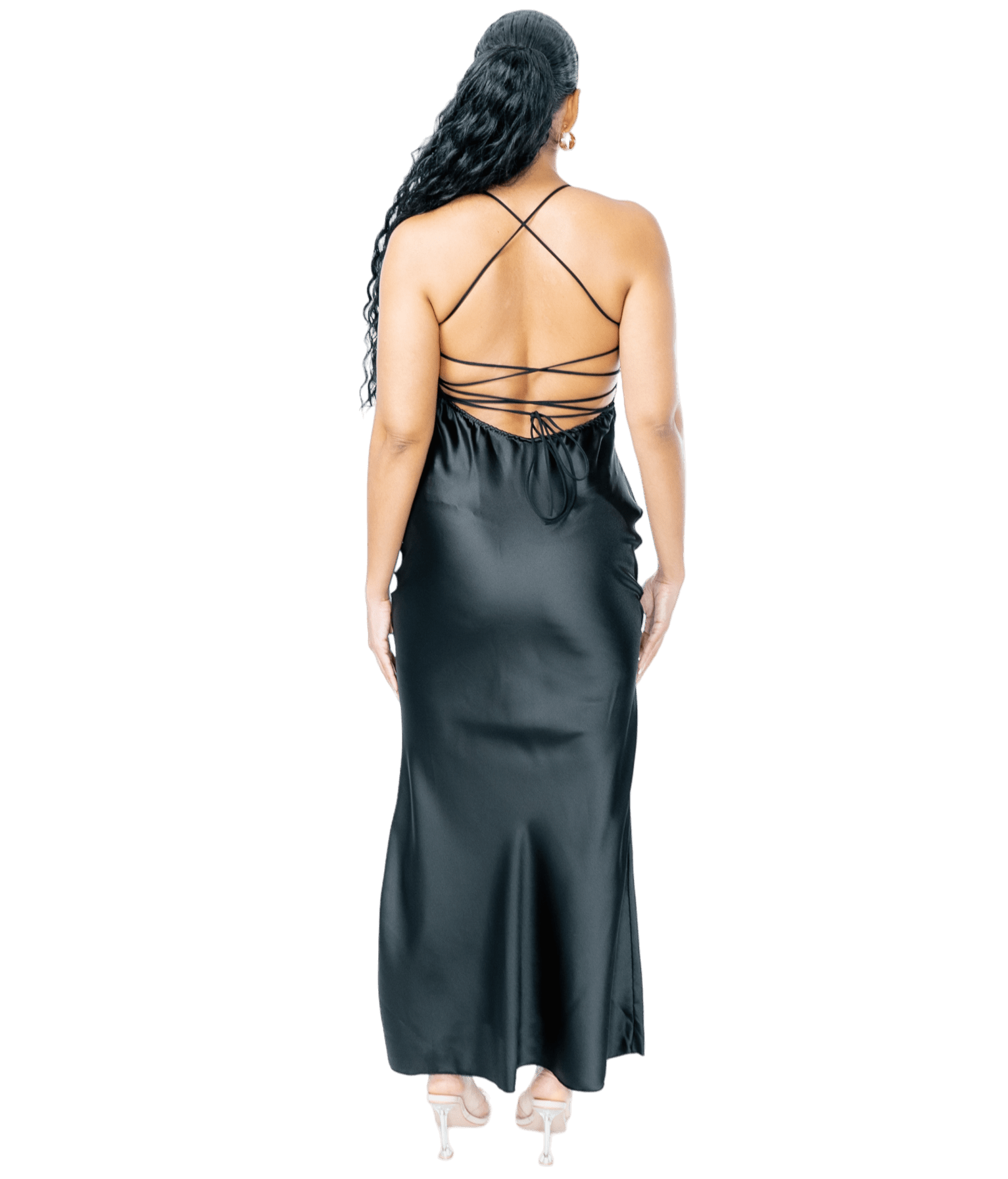 Satin Strappy Back Maxi Dress - GRLS CLUB