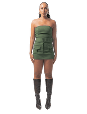 Strapless Utility Belted Playsuit - GRLS CLUB