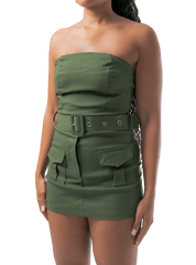 Strapless Utility Belted Playsuit - GRLS CLUB