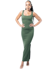 Thigh Split Bodycon Maxi Dress - GRLS CLUB