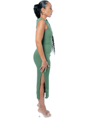 Thigh Split Ripple Body Sleeveless Dress - GRLS CLUB